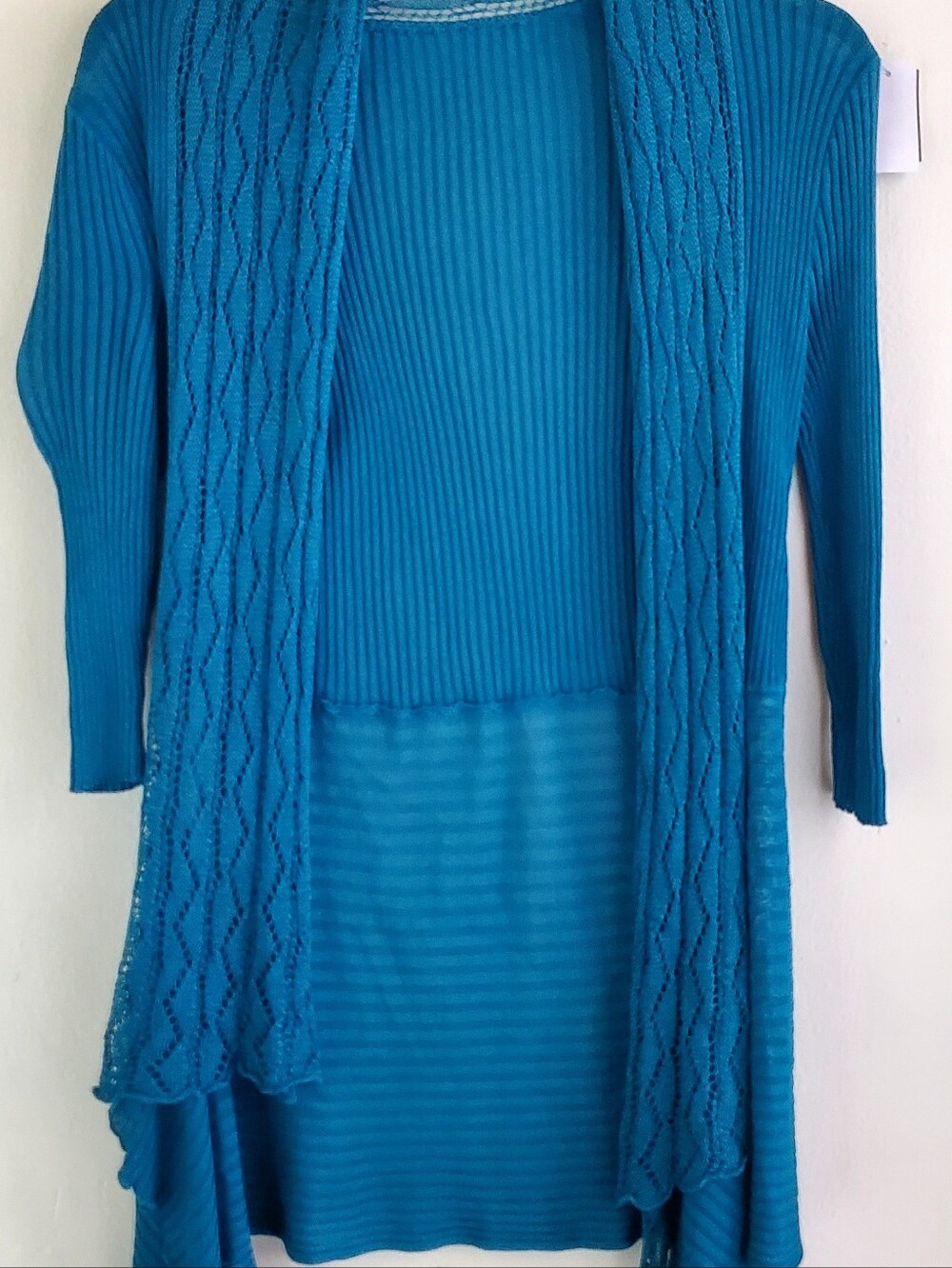 Teal Open-Front Ribbed Women’s Sweater Cardigan